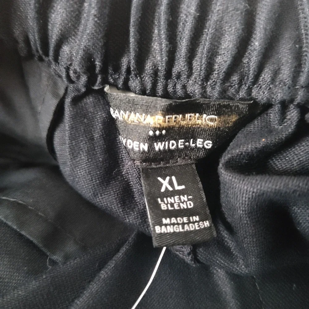New‎ Banana Republic Trousers Pants XL Linen Hayden Wide Leg Flat Front Black